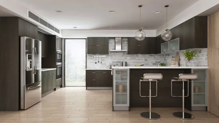 Kitchen in Brown Oak cabinets