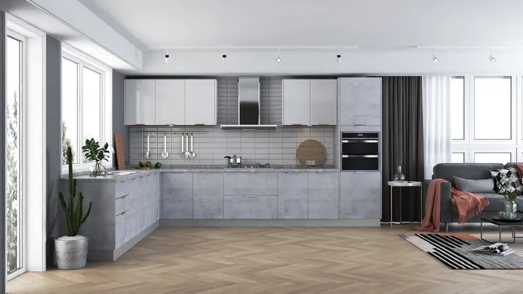 Kitchen in Concrete cabinets