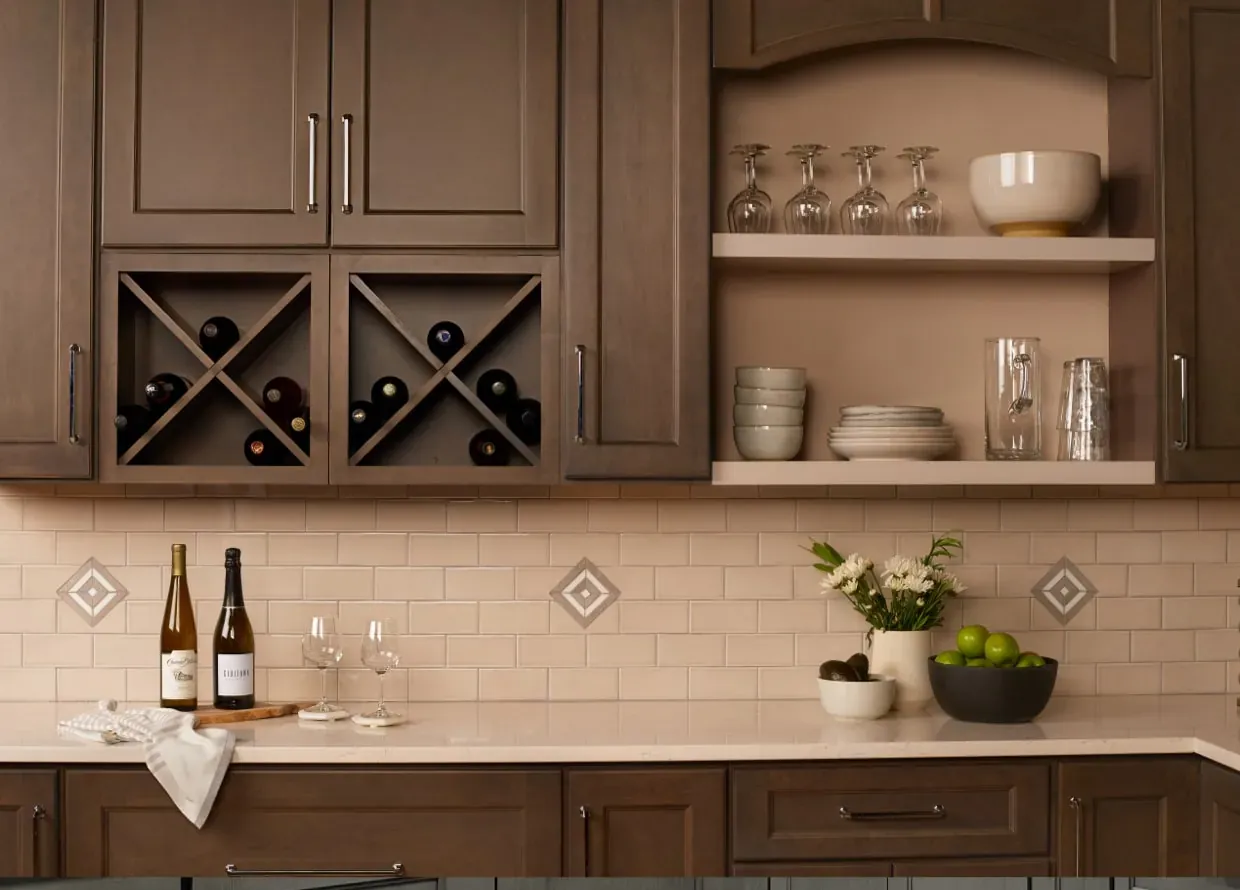 Kitchen in Essence Cemento cabinets
