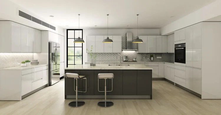 Kitchen in Lacquer White cabinets