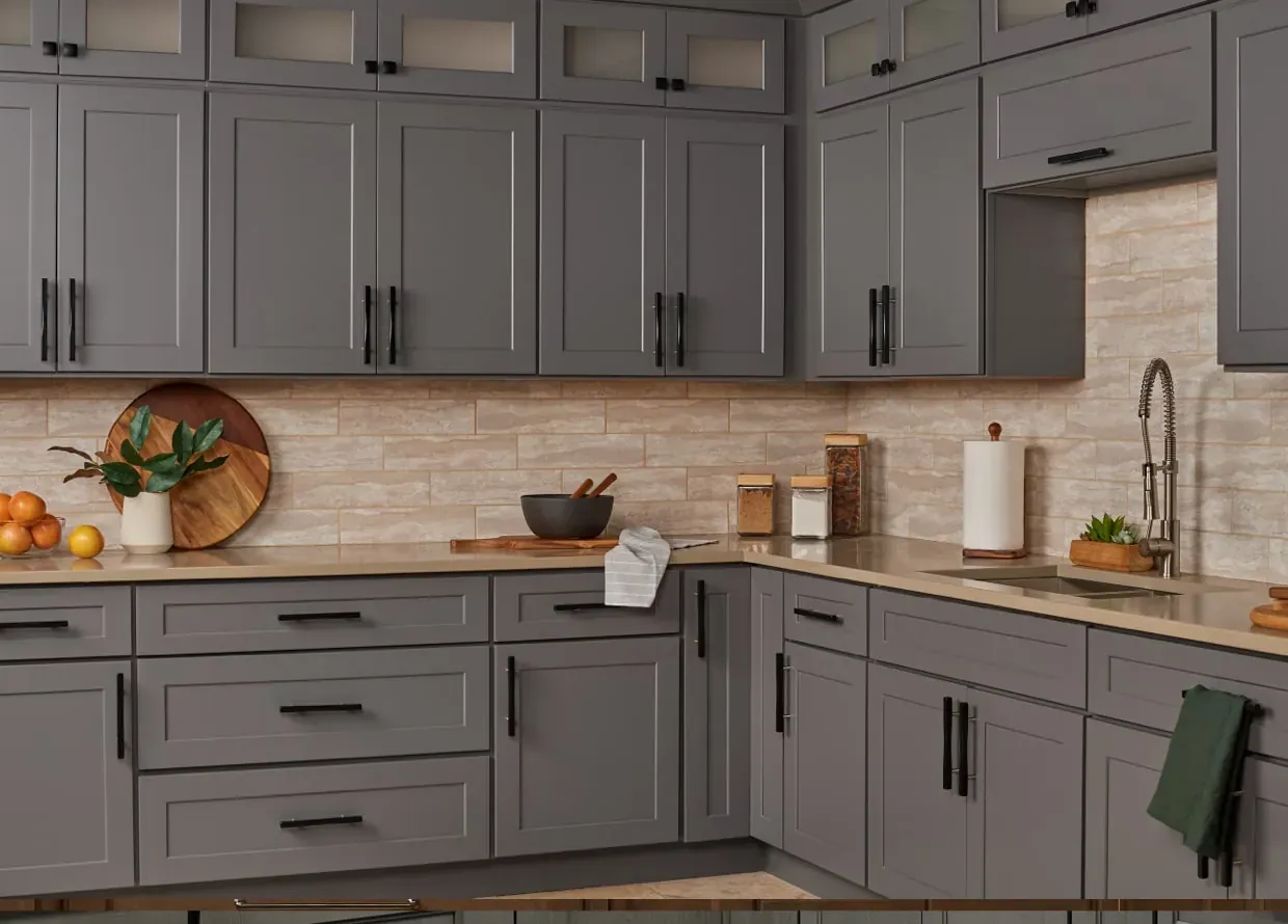 Kitchen in Liberty Shaker Grey cabinets