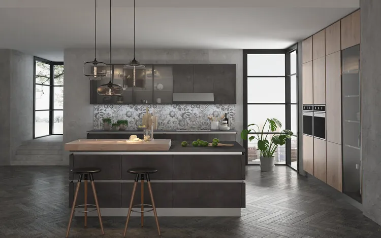Kitchen in Rustic Gray cabinets