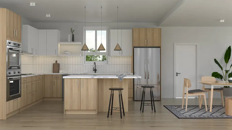 Kitchen in Rustic Oak cabinets